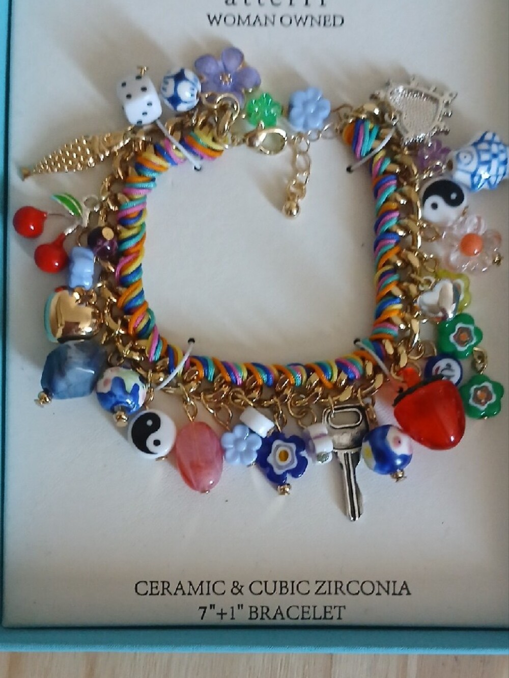 Atterri Multicolor Charm Bracelet with Red & Blue Accents - Picture 3 of 5
